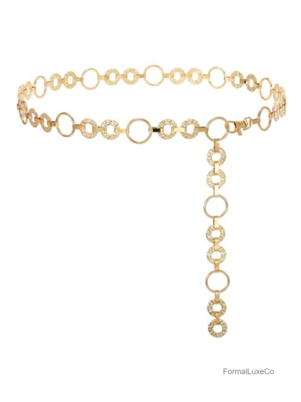Women's Gold Metal Chain Belt Adjustable Western Concho Waist Belt